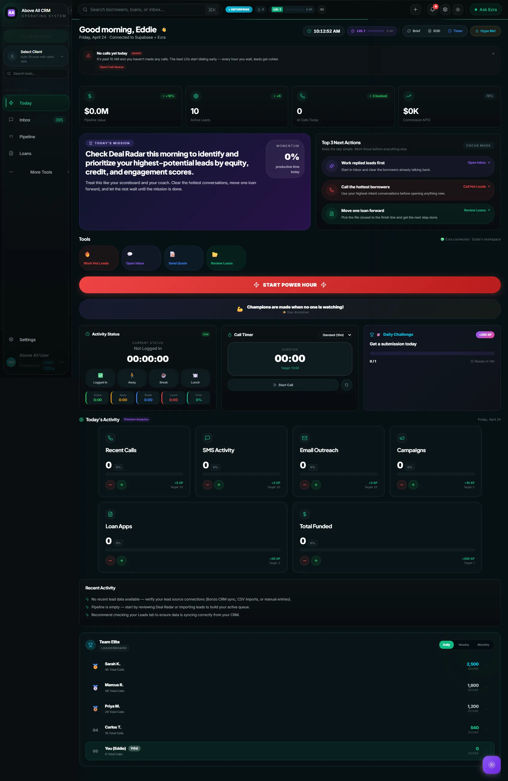 Above All OS live product hero preview