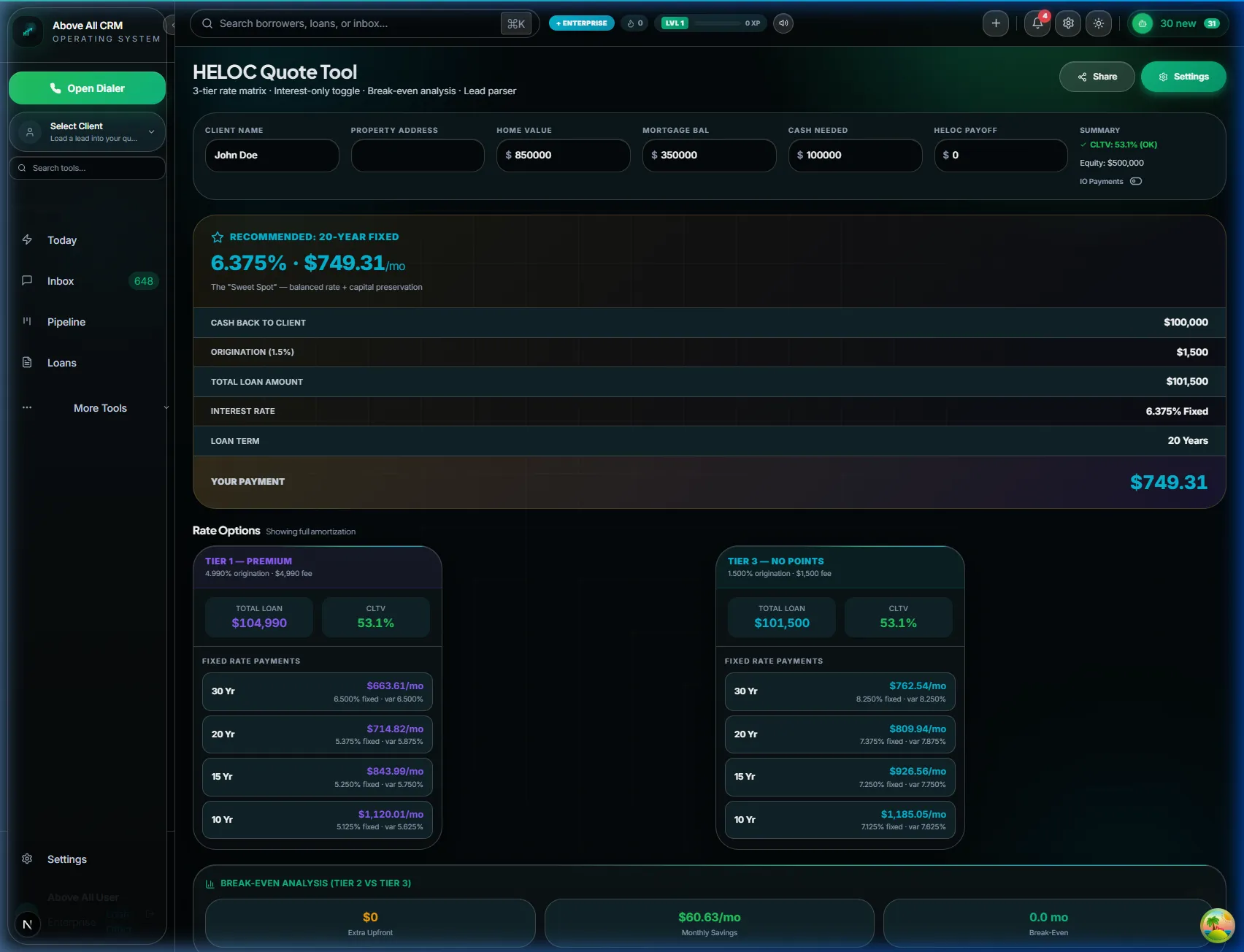HELOC Quote Engine screenshot